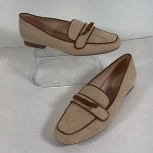 Bandolino Beige Suede Loafers with Brown Trim